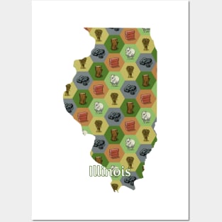 Illinois State Map Board Games Posters and Art